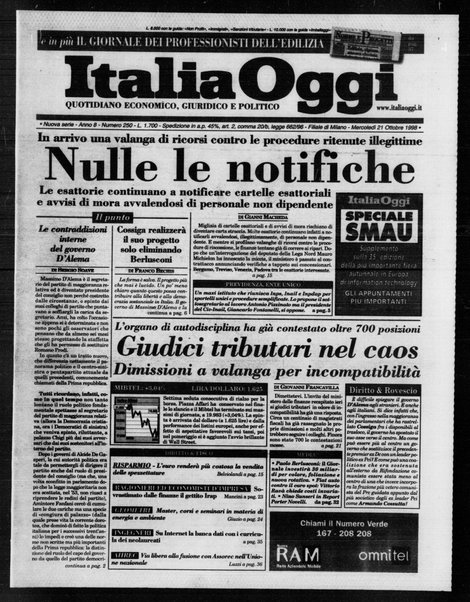 Italia oggi : quotidiano di economia finanza e politica